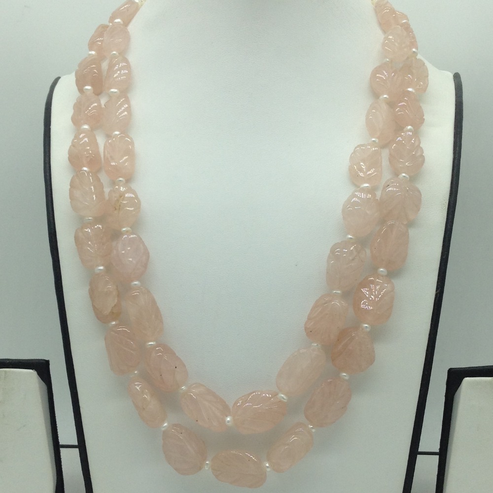 Natural Pink Morganite Carving 2 Line Necklace JSS0196