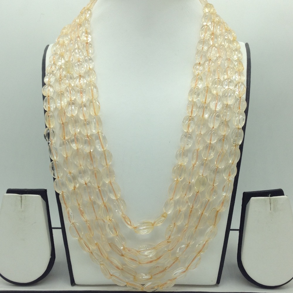 Natural Golden Citrine Carving 5 Line Necklace JSS0195