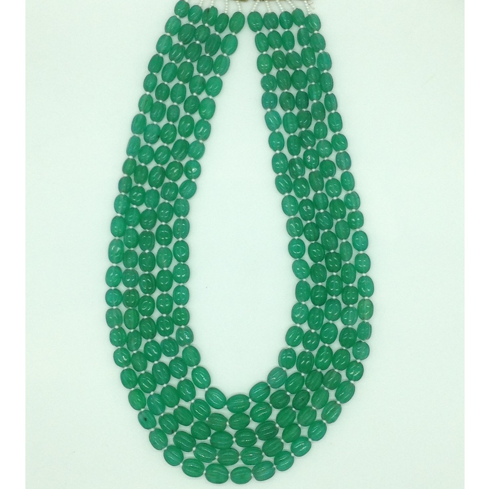 Natural Green Flourite Carving 5 Line Necklace JSS0194