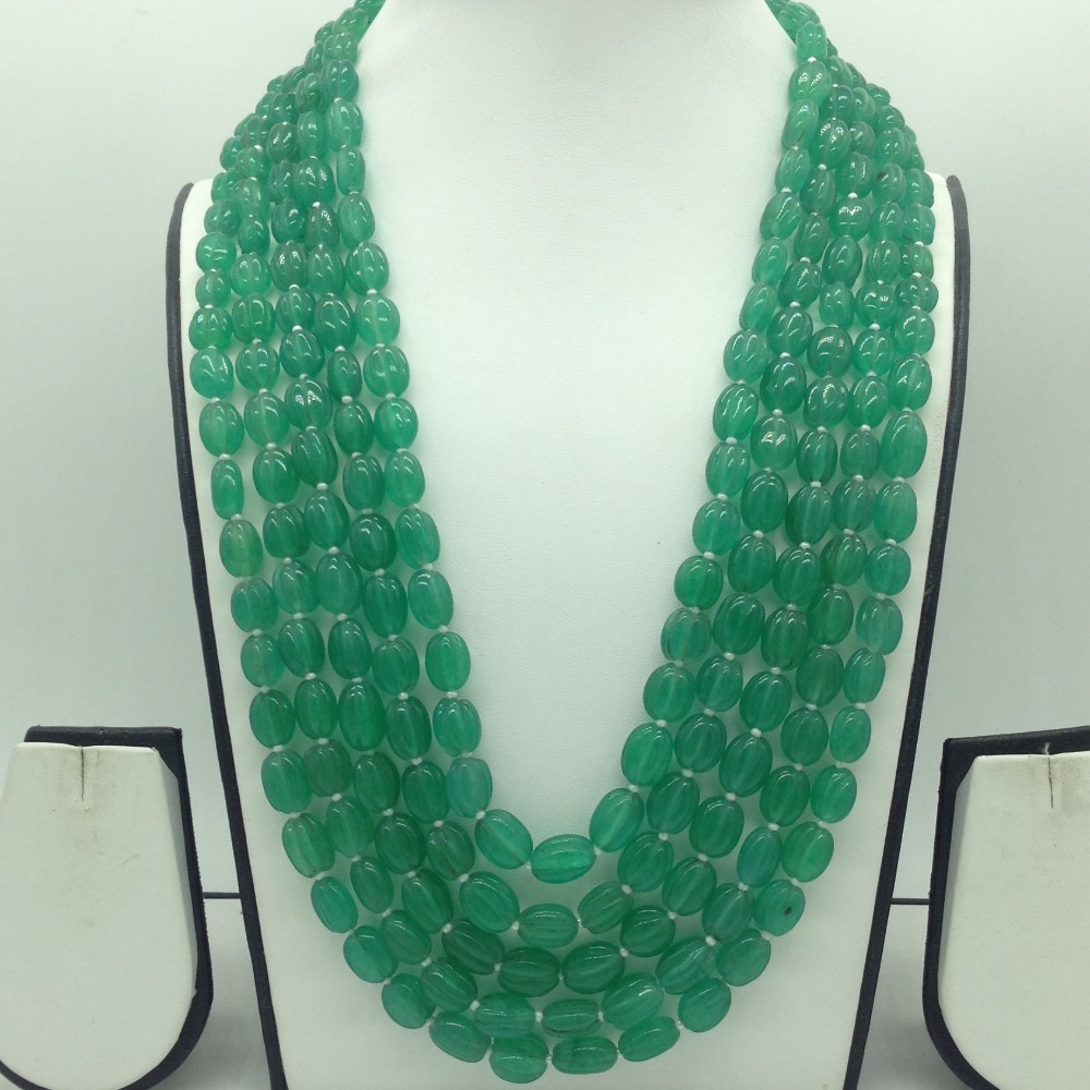 Natural Green Flourite Carving 5 Line Necklace JSS0194