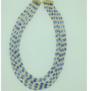 Natural Blue Sapphires and Pearls 5 Line Necklace JSS0193