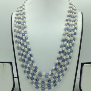 Natural Blue Sapphires and Pearls 5 Line Necklace JSS0193