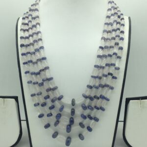 Natural White quartz and Blue Tanzanite 5 Line Necklace JSS0191