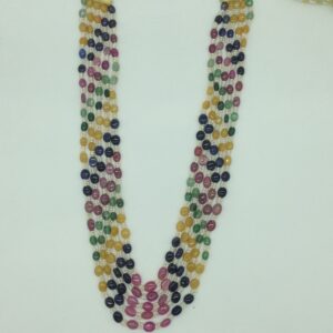 Natural Multi Precious Beeds and Pearls 5 Line Necklace JSS0187
