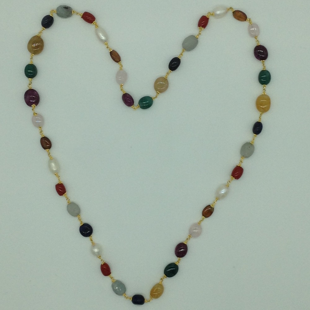 Natural Navratan Oval Beeds 1 Line Taar Mala JSS0185