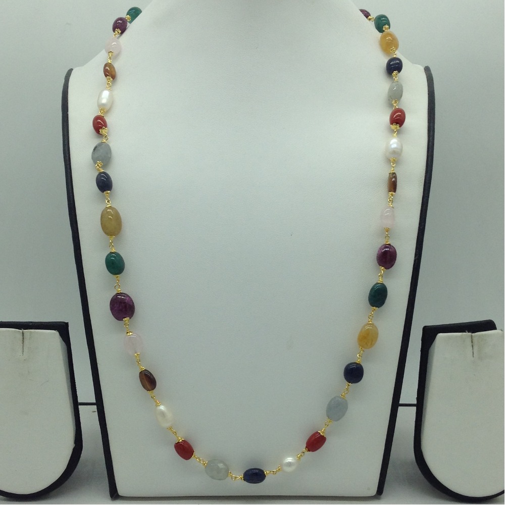 Natural Navratan Oval Beeds 1 Line Taar Mala JSS0185