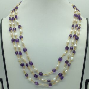 Amethyst and Pearls 3 Line Taar Mala JSS0184