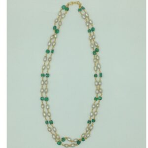 Green Beeds and Pearls 2 Line Taar Mala JSS0182