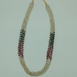 Red,Green Beeds and Pearls 6 Line Taar Mala JSS0180