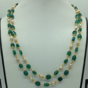 Green Beeds and Pearls 2 Line Taar Mala JSS0179