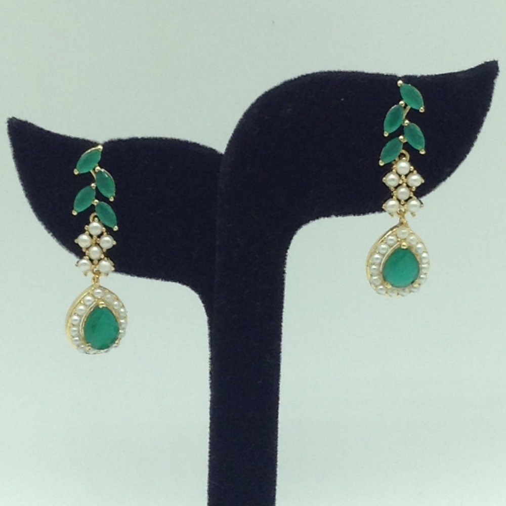 Pearls and Green CZ Necklace Set JNC0215