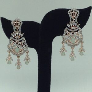 White Green CZ Choker Set With 5 Line Green Beeds JPS0782