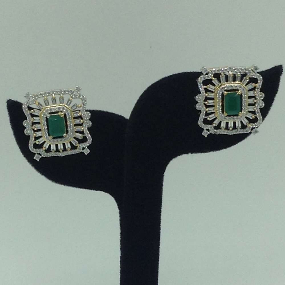 White,Green CZ Choker Set With 6 Line Pearls Mala JPS0774