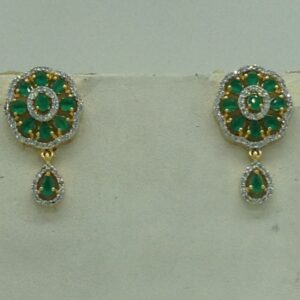 White,Green CZ Choker Set With 5 Line Pearls Mala JPS0766