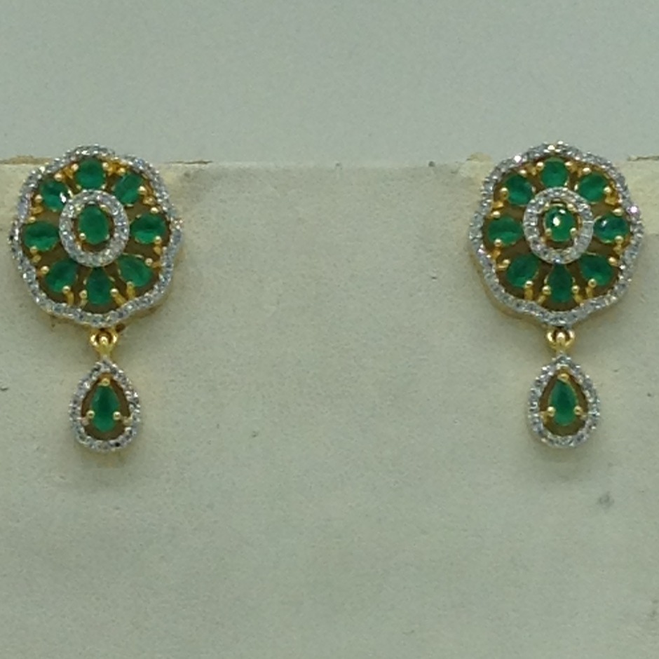 White,Green CZ Choker Set With 5 Line Pearls Mala JPS0766