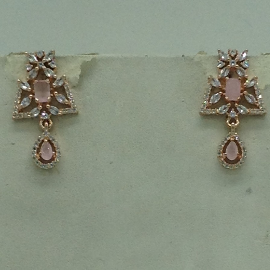 White,Pink CZ Choker Set With 4 Line Green Semi Mala JPS0764