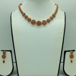 Pearls and Green CZ Necklace Set JNC0215