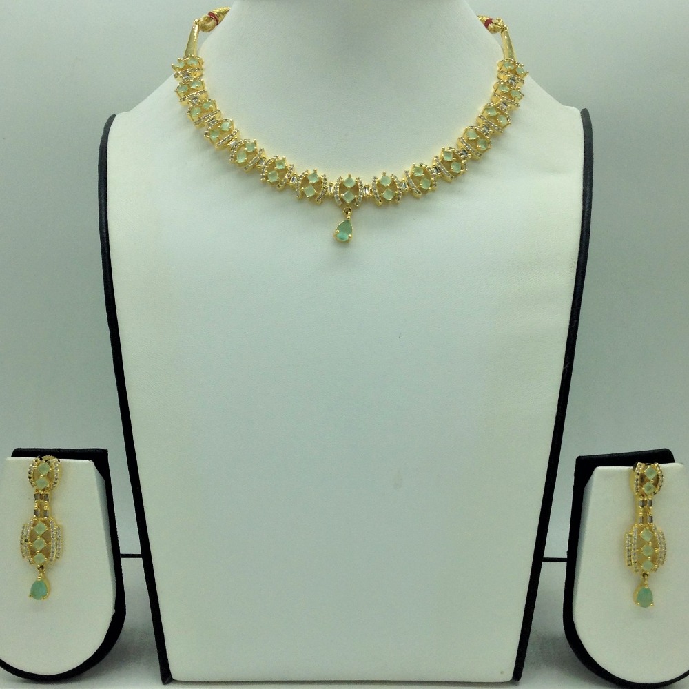 White and Pale Green CZ Necklace Set JNC0212