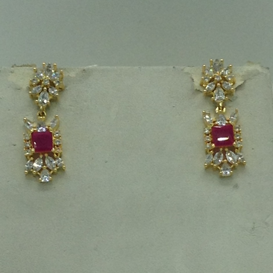 Red and White Cz Necklace Set JNC0204 - Image 3