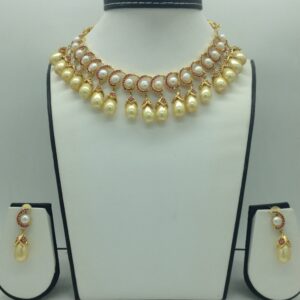 Red Cz and Pearls Necklace Set JNC0203