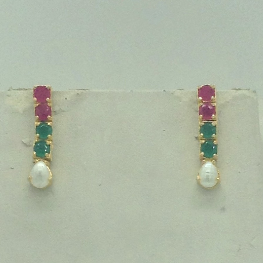 Red,Green Cz and Pearls Necklace Set JNC0195 - Image 3