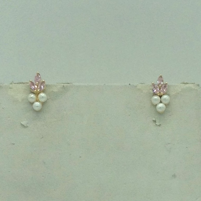 White,Pink Cz and Pearls Necklace Set JNC0194 - Image 3