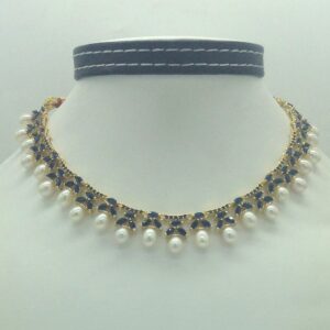 Blue Cz and Pearls Necklace Set JNC0192