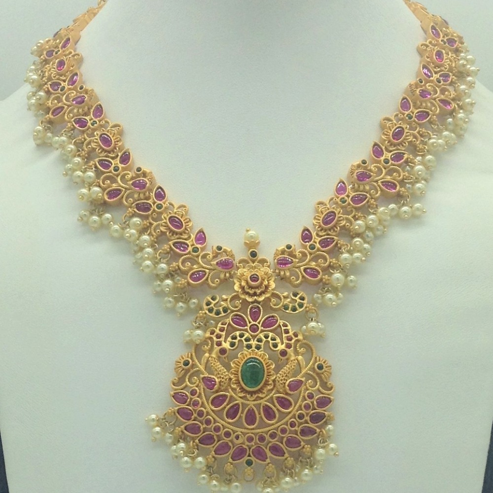 Red,Green Cz Necklace Set JNC0191 - Image 2