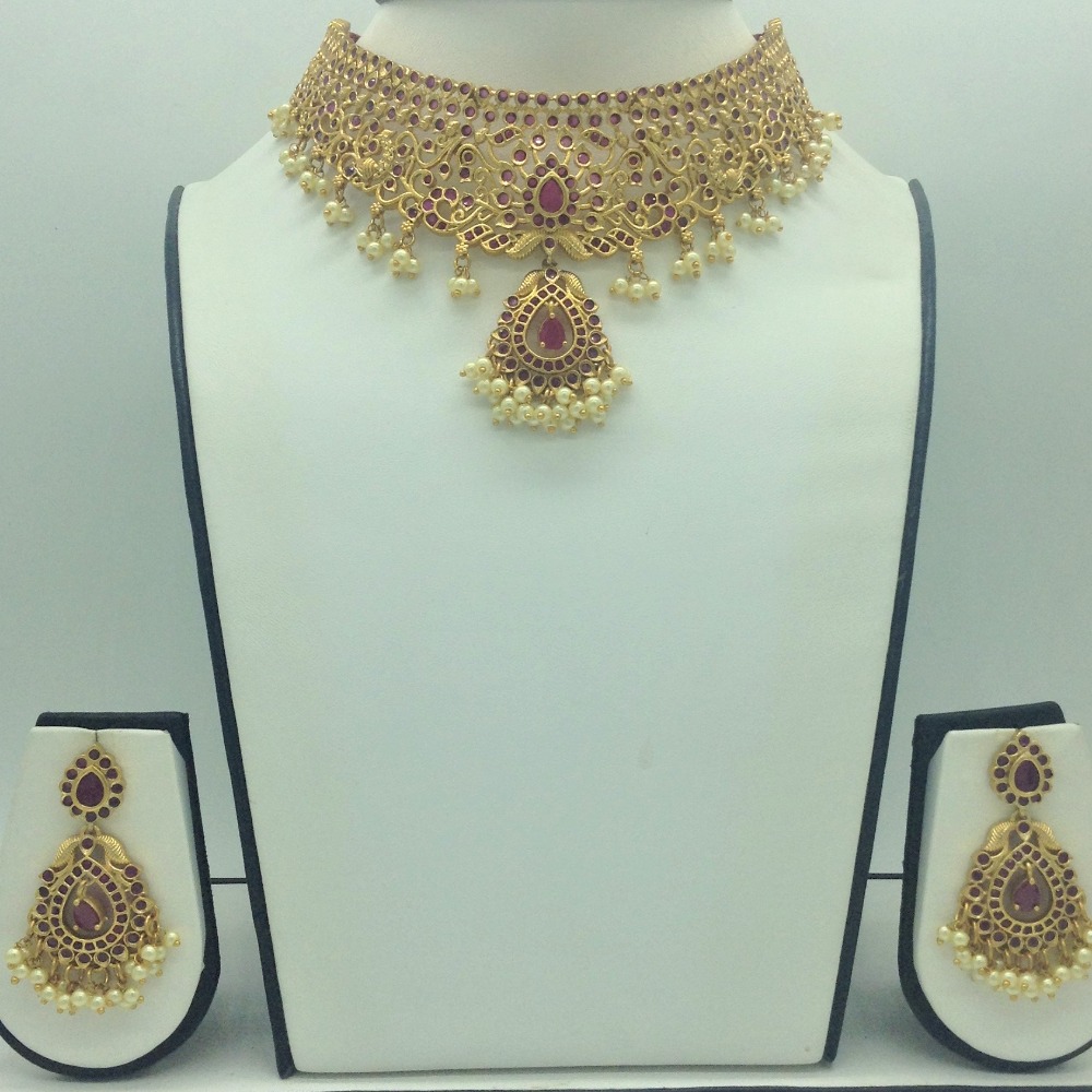 Red Cz Necklace Set JNC0190