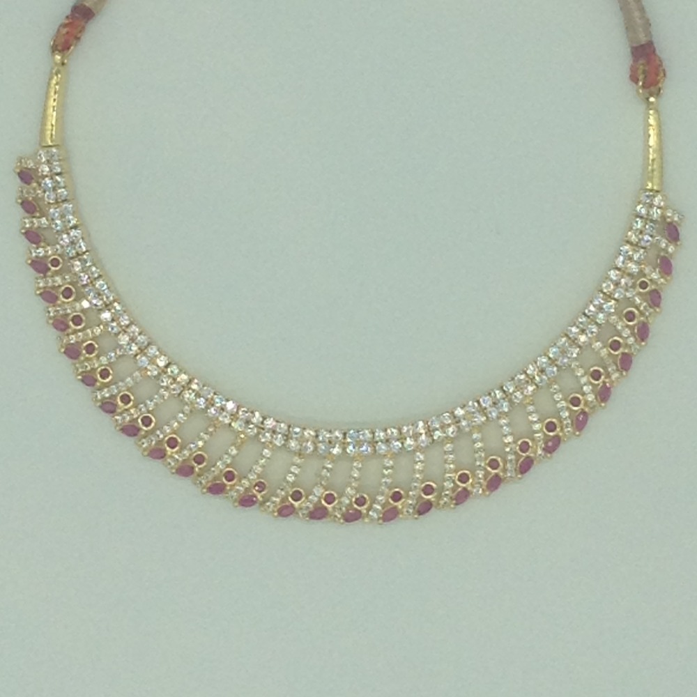 White,Red Cz Necklace Set JNC0189