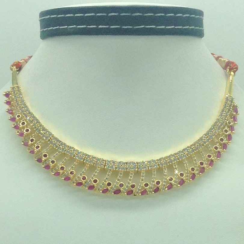 White,Red Cz Necklace Set JNC0189
