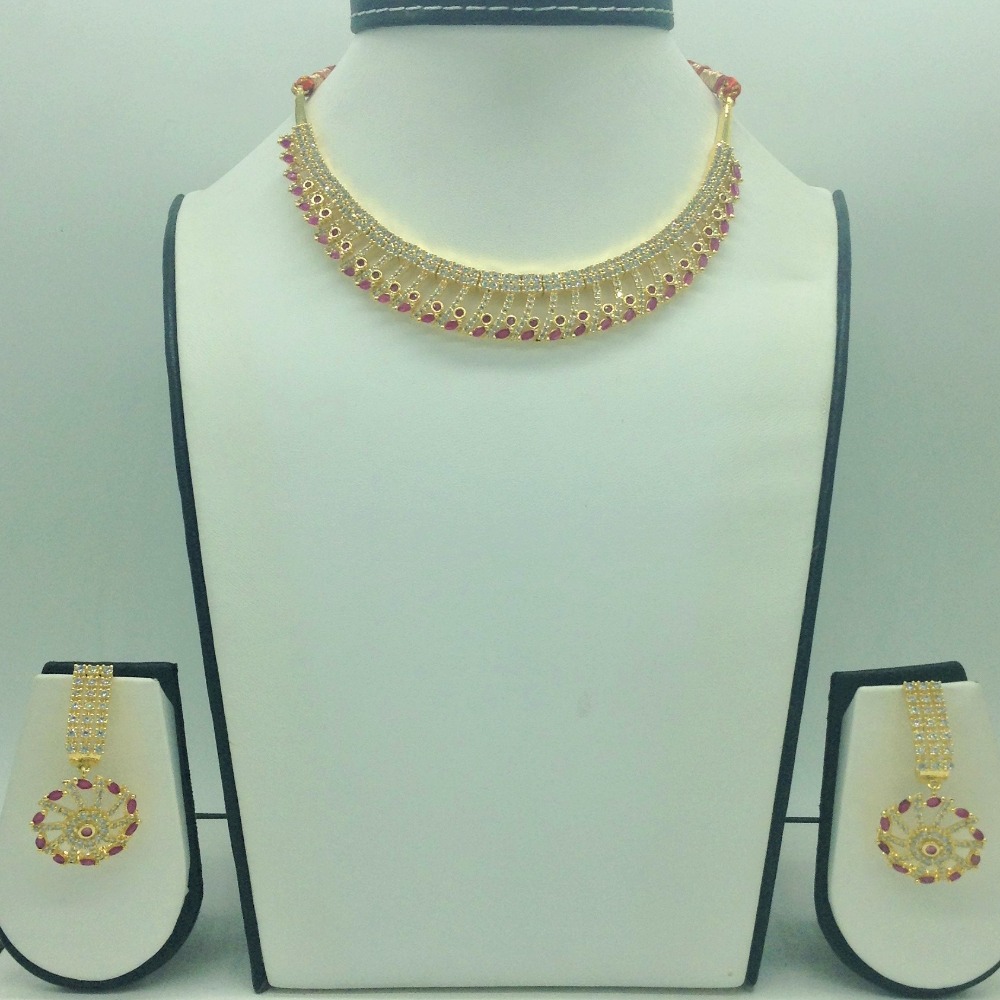 White,Red Cz Necklace Set JNC0189