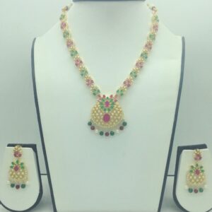 Red,Green Cz and Pearls Necklace Set JNC0188