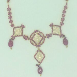 Red Cz and Pearls Necklace Set JNC0187