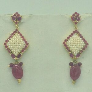 Red Cz and Pearls Necklace Set JNC0187