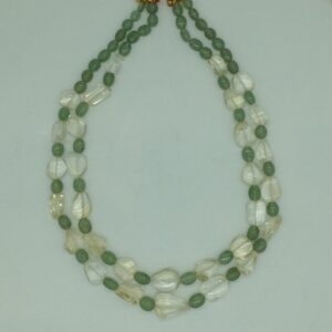 Green Bariels and Golden Citrine Oval Beeds 2 Layers JSS0175