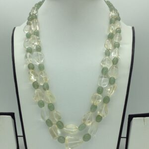 Green Bariels and Golden Citrine Oval Beeds 2 Layers JSS0175
