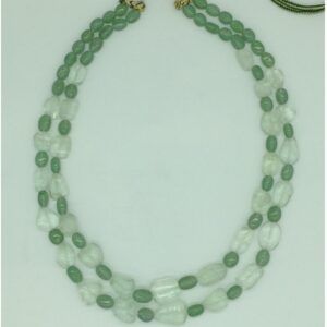 Natural Green Bariels and Flouride Oval Beeds 2 Layers JSS0172