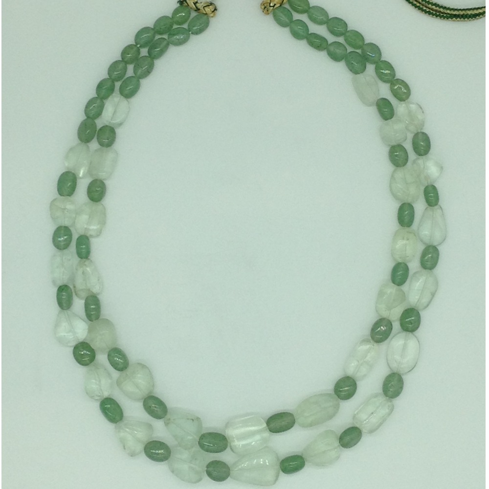 Natural Green Bariels and Flouride Oval Beeds 2 Layers JSS0172