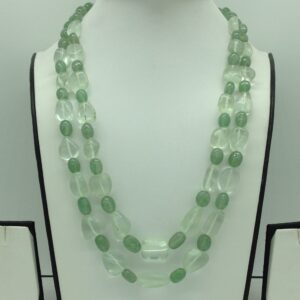 Natural Green Bariels and Flouride Oval Beeds 2 Layers JSS0172