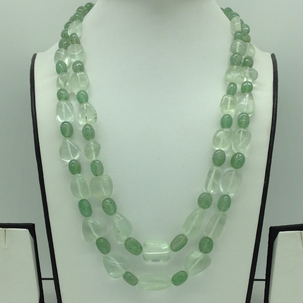 Natural Green Bariels and Flouride Oval Beeds 2 Layers JSS0172