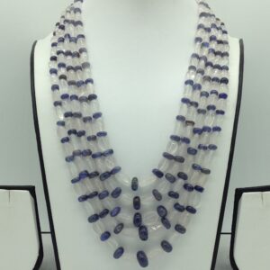 Blue Sapphires Round and Quartz Oval Beeds 5 Layers JSS0169