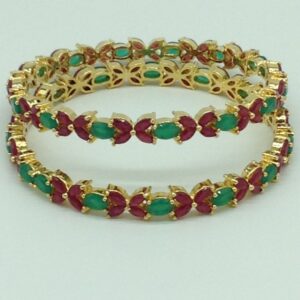Red,Green CZ Fancy Bangles JBG0325