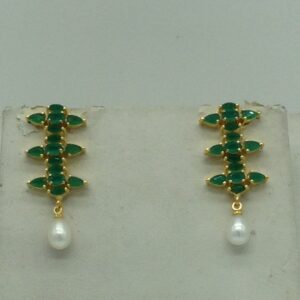 Green Cz and Pearls Necklace Set JNC0183