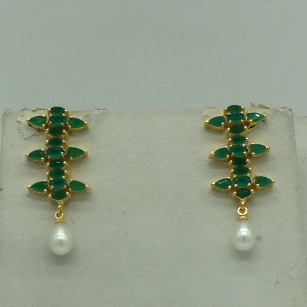 Green Cz and Pearls Necklace Set JNC0183