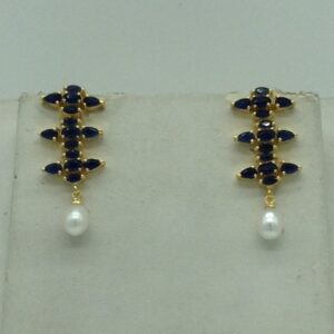 Blue Cz and Pearls Necklace Set JNC0181