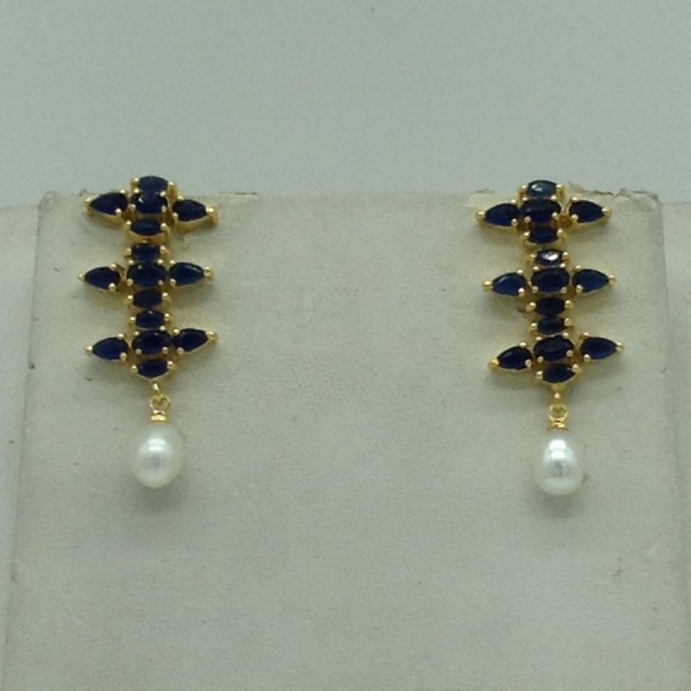 Blue Cz and Pearls Necklace Set JNC0181