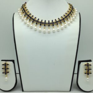 Blue Cz and Pearls Necklace Set JNC0181