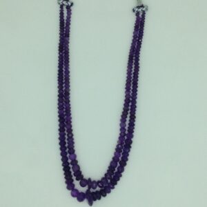 Natural Purple Amethyst Round Faceted Beeds 2 Layers Necklace JSS0165