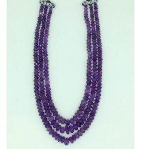 Natural Purple Amethyst Round Faceted Beeds 3 Layers Necklace JSS0164